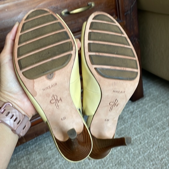 Cole Haan Nike Air Patent Leather Peep-Toe Sling-backs, Pale Yellow, size 6 - Picture 5 of 11